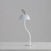 GGP Corrugated White Lamp Cap Elegant Curved Stem Mushroom Desk Lamp Adjustable Led Table Light