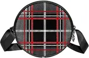 [FVQL] Round Crossbody Bag Purse Messenger Bag Shoulder Bag, Plaid Pattern