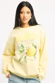 Yellow Graphic Sweater Long Sleeve - Size 16XL, Women's Sweater