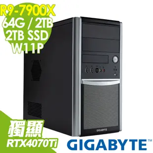 GIGABYTE 技嘉 W332-Z00工作站 (R9-7900X/64G/2TB+2TSSD/RTX4070TI 12G/W11P)