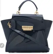 NWT ZAC POSEN "Eartha Iconic" Three Way Navy Pattent Leather Handbag/Backpack