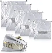 [Boao] 6 Pack Dust Bags for Handbags Drawstring Bags with Visual Waterproof Purses Dust Bag Tarp Storage Organizer for Travel Shoes Boots Multiple Sizes (Silver), Silver