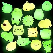 Outee 16 Pcs Mochi Squishies Toys Mini Squishies Mochi Animals Toys Glow in The Dark Toys Stress Relief Toys Bulk Mochi Cat Random Halloween Kids Party Favors for Goodie Bag Stuffers