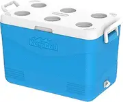 Duramax Picnic Icebox 46L, High Performance Cool Box with PU Insulation, Portable Cooler, 4 Days of Ice Retention, Side Handles with Secure lid Locking & Cup Holders, Durable Cooler Box, Light Blue
