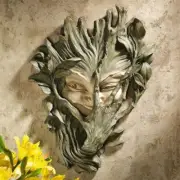 Bashful Forest Sprite Nature Spirit Wall Sculpture Garden Greenwoman Plaque