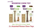 2 x Pet Dog Puppy Chew Toy Bamboo Fibre Chicken Beef Flavour Teeth BooBone SML