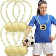 Loetere 6 Pcs Blank Award Medals with Neck Chains Make Your Own Kit Winner Participation DIY MVP Cheer 1st Place Cheer Participation Trophy Metal Prize Gift for Soccer Football Party