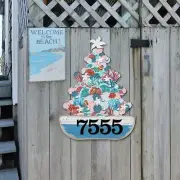 Coastal Tree Boat House Number Sign by G. DeBrekht | Coastal Sea-Life Décor - MA