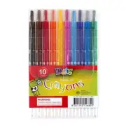 Multicoloured Twistable Crayons 10pk Propelling Kids Drawing Art Craft Supplies