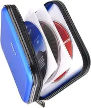 CD DVD Wallet, 32 Capacity Heavy Duty, DVD CD Case Holder for Car,Portable DVD/VCD Storage Disk, Hard Shell Sturdy case, Car CD Disk Holder, DVD Disc, Booklet, Blu-ray Wallet (Blue)