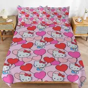 a1413 Hello Kitty Duvet Cover Set, 3 Piece Bedding Set 86x70" Double Sided Printing Decorative Comforter Cover Set (1 Duvet Cover + 2 Pillow Shams)" j