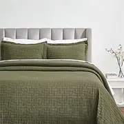 Superior 3 Piece Cotton Bedspread and Sham Set, Home Bed Decor, Decorative Bed Spread, 2 Pillow Shams, Medium Weight, Matelasse Coverlet, Bedding Essentials, Madrid Collection, King, Olive Green