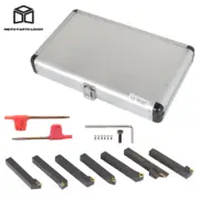 7Pcs Carbide Indexable Turning Tool 1/2" Lathe Tool Bit Thread Insert+Holder Kit