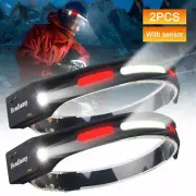 COB LED Motion Sensor Headlamp USB Rechargeable Headlight Flashlight 4 Modes