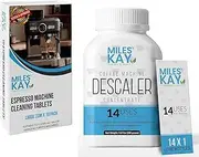 Concentrated Descaler Powder (14 uses!) + 10 Coffee Cleaning Tablets - 1 Year Mega Pack! Coffee Descaler for all Machines - Miles Kay Value Pack