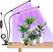 Sophumson LED Grow Light for Indoor Plants, Dual Head with Timer, 40 LEDs, 360° Gooseneck, USB Powered, 10 Brightness Levels