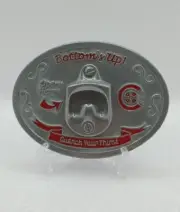 Vintage Bartenders Bottle Opener Belt Buckle - Bottom's Up - Quench Your Thirst!