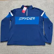 Spyder Half Zip Pullover Shirt Mens Large Blue US Ski Team Fleece Stretch Top