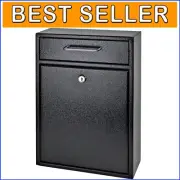 Locking Drop Box Mailbox in Black - Ideal for Secure Business Communication