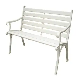【BROTHER兄弟牌】白色鋁合金雙人公園椅-粉體烤漆不生鏽結構堅固耐用-椅腳地面可固定