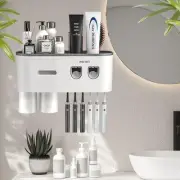 Toothbrush Holders Wall Mounted, Double Automatic Toothpaste Dispensers Squee...