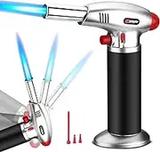 Large Butane Blow Torch, Refillable Soldering Torch Lighter, Fit All Butane Tanks Gas Burner with Safety Lock & Adjustable Flame for Welding, Resin Art, Industrial & Kitchen (Butane Gas Not Included)