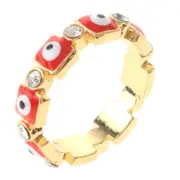Gold Tone Gold Plated Ring With Evil Eye & Clear Rhinestone BSG743-RD6