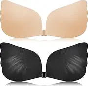 [XBZYS] Strapless Adhesive Bra, Pack of 2, Reusable Sticky Bra, Invisible Push Up, Backless Silicone Self-Adhesive for Backless Clothing, Evening Dress, Wedding Dress