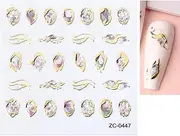 3pcs Nail Stickers 5D Diamond Pearl Self Adhesive Stickers for Nail Gold Frame Abstract Geometric New (Pink Diamonds)