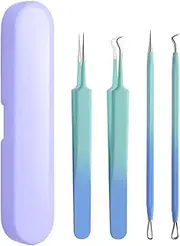 Sqsxgz 4 Pcs Pimple Popper Tool Kit，Blackhead Extractor,Blemish,Whitehead Popping,Blackhead tweezer, for Nose and Face