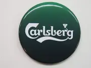 Green CARLSBERG Brewery Metal Bottle Opener / Magnet ~ Copenhagen, DENMARK ~ NEW