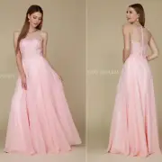 Nox Anabel Y009 Jeweled Lace Bodice Chiffon A-Line Evening Gown Event dress S, L