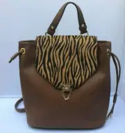 NEW DUNE LONDON CALF HAIR LEATHER BROWN BACKPACK NWT
