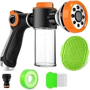 Dog Shower Attachment Garden Hose Nozzle High Pressure Dog Sprayer HoseAttachment Foam Sprayer with Soap Dispenser for pet bathing garden plants