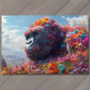 4x6" Gorilla Covered Flowers Cute Colorful Unreal Strange Fun Unusual Big