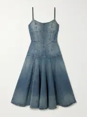 [MCQUEEN] MCQUEEN - Paneled Denim Midi Dress - Blue - IT38 IT 38 Blue