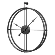 MIUZ 60cm Round Minimalist Wall Clock Large Black Metal Vintage Style Ideal for Home Décor