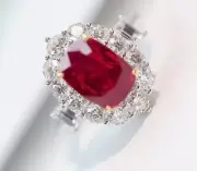 2.50 Ct Octagon Natural Ruby Engagement Diamond Ring 14K solid white gold