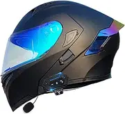Helmet Motorcycle Modular Bluetooth Helmet Flip-Up Helmet Full Face Motorcycle Helmet with ECE Certified Full Face Helmet Crash Helmet for Men Women B,L(59-60CM)
