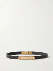 [SAINT LAURENT] SAINT LAURENT - Leather And Gold-tone Bracelet - Black - M M Black
