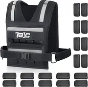 TB3C Adjustable Weighted Vest Men 19lbs/ 30lbs/ 40lbs Weights with Reflective Stripe, Weight Vest Woman Workout Vest for Crossfit, Calisthenics, Running & Walking.