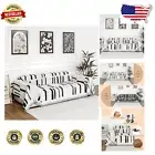Modern Chenille Couch Covers - L-Shaped Protector in Black Piano Key Pattern