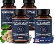 Renewglow Hair Supplement, Proven to Promote Healthy Hair Growth Supports Thicker, Fuller Hair and Healthier Skin, Ages 35 and Up, 4-Pack