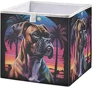 XYMZR Dog Boxer Storage Bins for Organizing, Foldable Organizer Cubes Boxes Sturdy Fabric Storage Basket