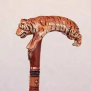 wooden walking stick hand carved Tiger wooden walking gift