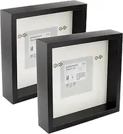 [IKEA] SANNAHED Deep 3D Box Square Photo Display Frames, Black, 25 x 25 cm (13 x 13 cm with mat), Wall/Tabletop, 604.591.18 - Set of 2