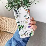 [CrazyLemon] for Samsung Galaxy A53 5G Case Clear Silicone Cute Aesthetic Floral Design for Women Girls Transparent Ultra Thin Slim Soft Rubber Shockproof Protective Phone Case Cover - Gardenia Flowers