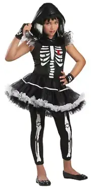 Girls California Costume Skela-Rina Skeleton Ballerina Child Costume Large 10-12