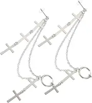 [TEMPNAP] 1 Pair Cross Earrings Pendant Rack Chains Earrings for Men Earrings Dangle Men Earrings Jewelry Couple Rings Bow Hoops Necklace Trendy Earrings Chain Earrings Alloy Silver