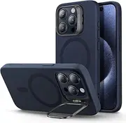 ESR for iPhone 15 Pro Case, MagSafe Silicone Case with Stand, Military-Grade Protection, Built-in Camera Stash Stand, Magnetic Phone Case for iPhone 15 Pro, Cloud Series, Dark Blue